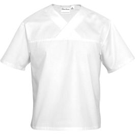 Bluza w serek biała krótki rękaw L unisex - Bluzy kucharskie krótki rękaw