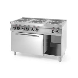 KUCHNIA ELEKTRYCZNA 6-PŁYTOWA KITCHEN LINE Z KONWEKCYJNYM PIEKARNIKIEM ELEKTRYCZNYM GN 1/1  - Hendi