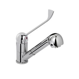 ONE HOLE MIXER TAP WITH CHROMED CLINICAL LEVER, SWINGING SPOUT AND EXTRACTABLE SHOWER  - Hendi Nowe Produkty