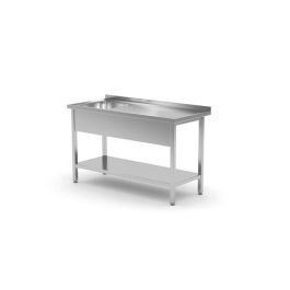 Stół z jednym zlewem z półką, lewy - skręcany, o wym.1000x700x(H)850 mm  - Hendi Nowe Produkty