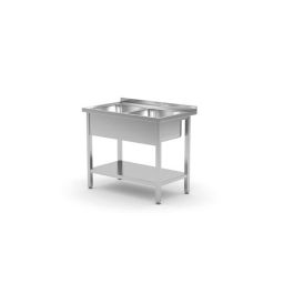 Stół z dwoma zlewami z półką - skręcany, o wym.1000x700x(H)850 mm  - Hendi Nowe Produkty