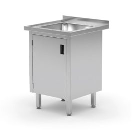 Stół ze zlewem, szafka z drzwiami na zawiasach, o wym. 600x700x850 mm  - Hendi Nowe Produkty