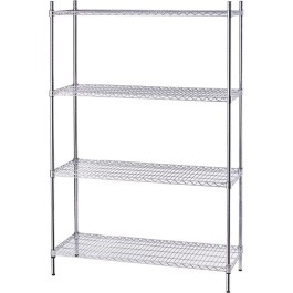Regał chromowany, 4 półki, składany, 1200x450x1800mm - Chromowane