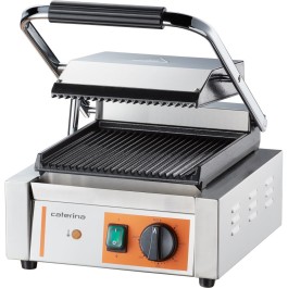 Kontakt grill pojedynczy, ryflowany, Caterina, P 1.8 kW - Gładkie, ryflowane, stalowe